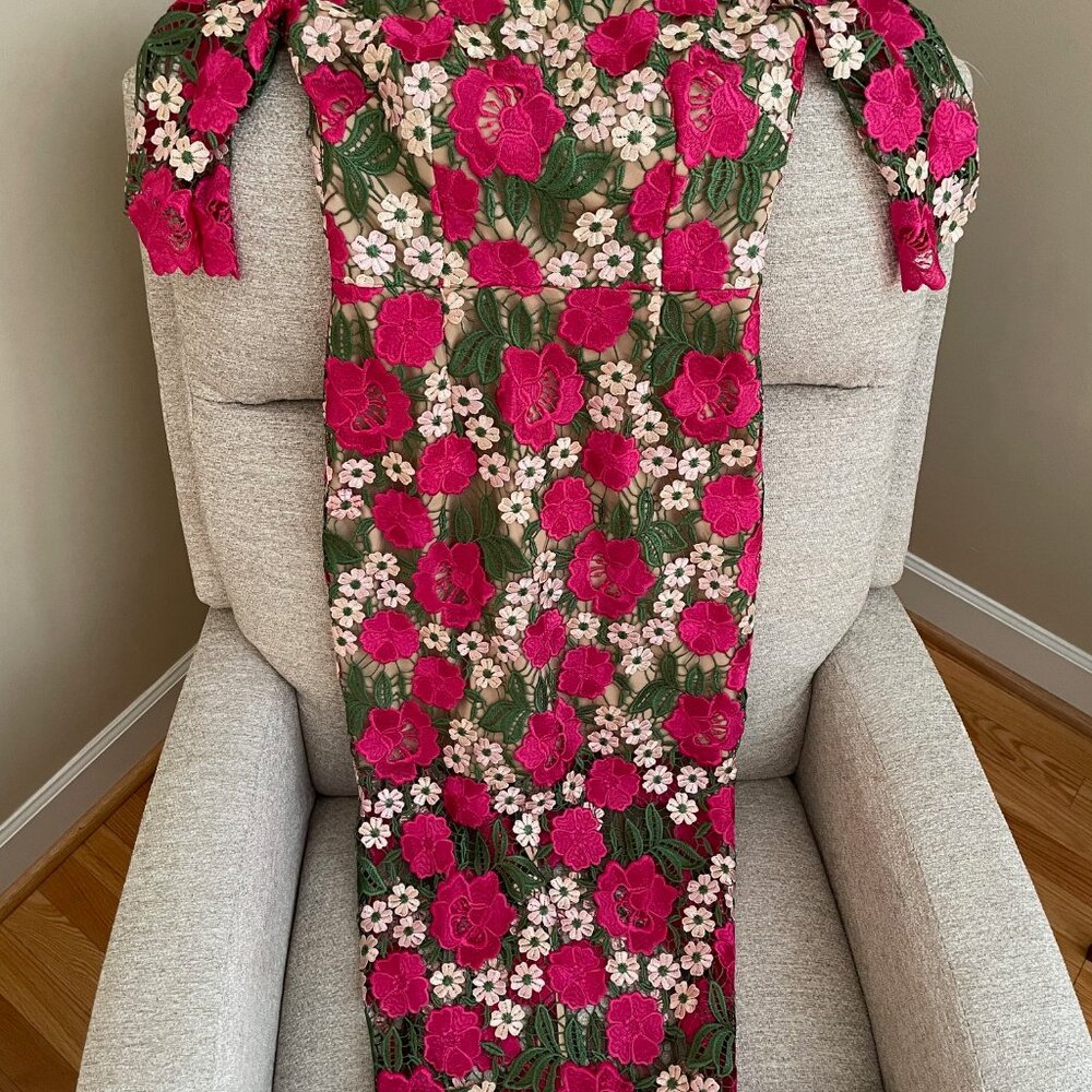 Xscape Maximalist Embroidered Floral Midi Dress